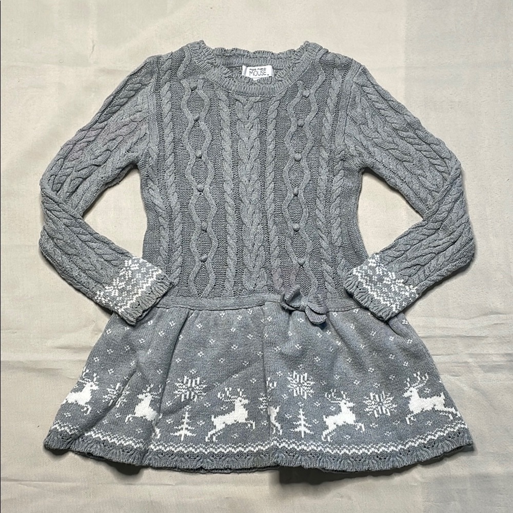 MISS MONA MOUSE Gray Knit Kids Dress